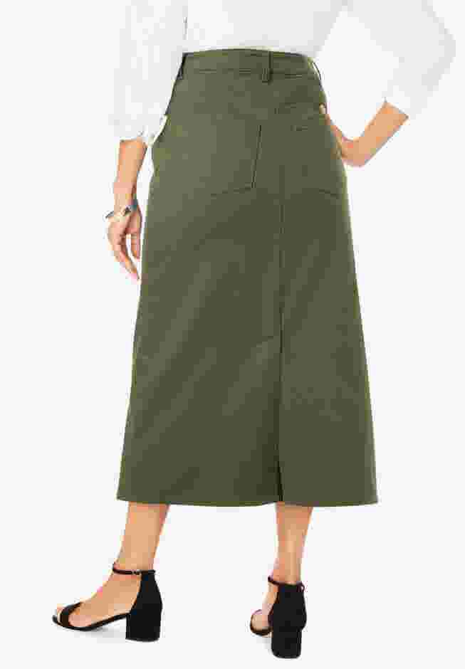 True Fit Stretch Denim Midi Skirt image number 1