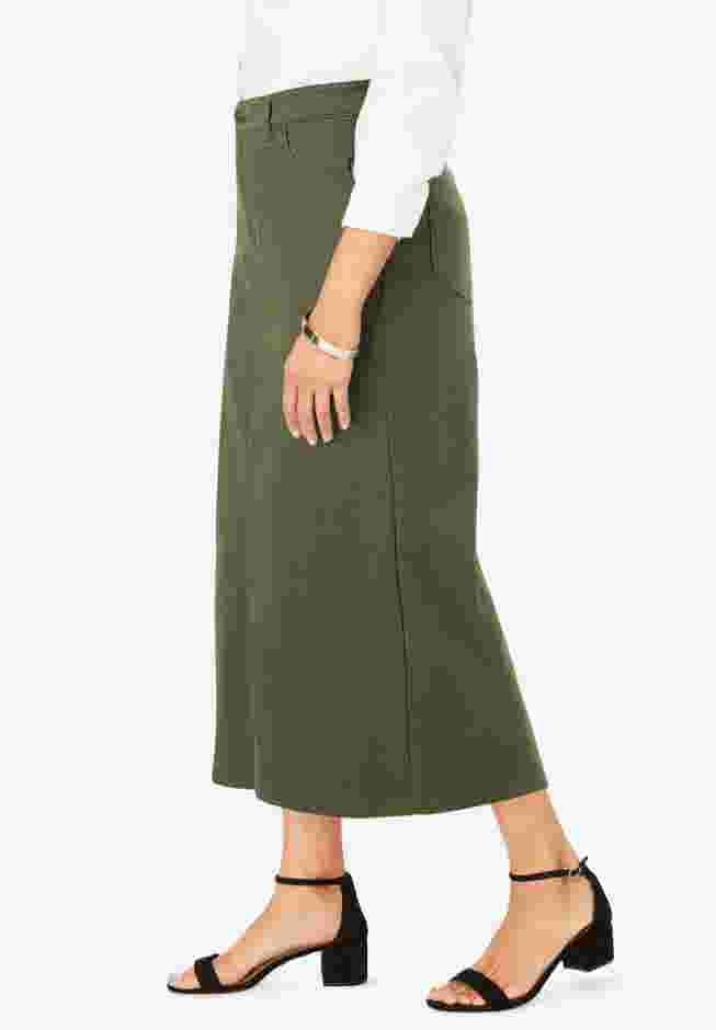 True Fit Stretch Denim Midi Skirt image number 2