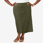 True Fit Stretch Denim Midi Skirt image number null