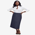 True Fit Stretch Denim Midi Skirt image number null