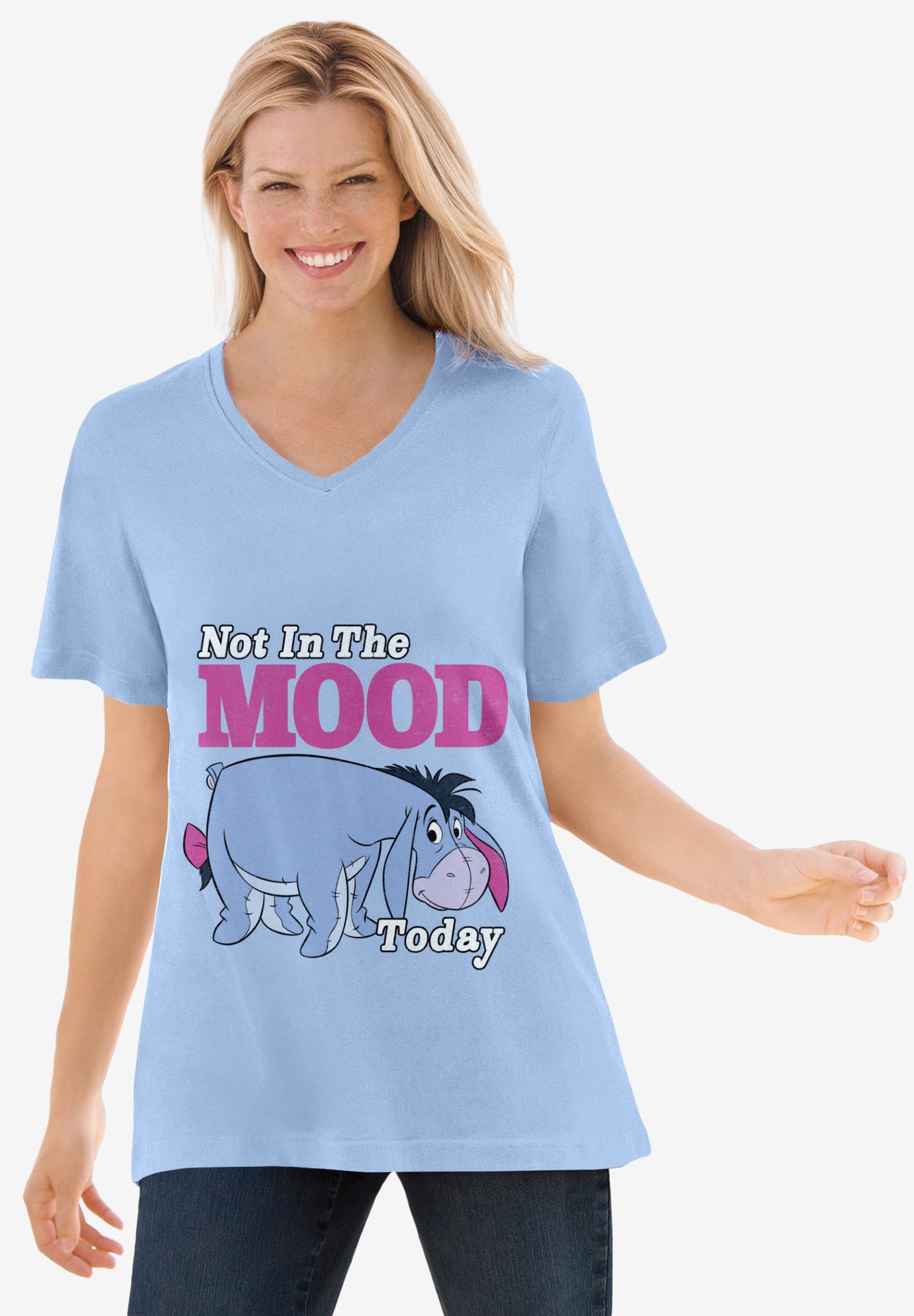 Disney Short Sleeve V-neck Eeyore Mood Tee image number 0
