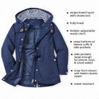 Water-Resistant A-Line Snap-Front Hooded Raincoat image number 1