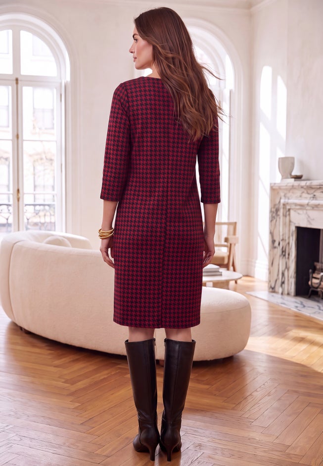 Stretch Cotton Boatneck Shift Dress image number 1