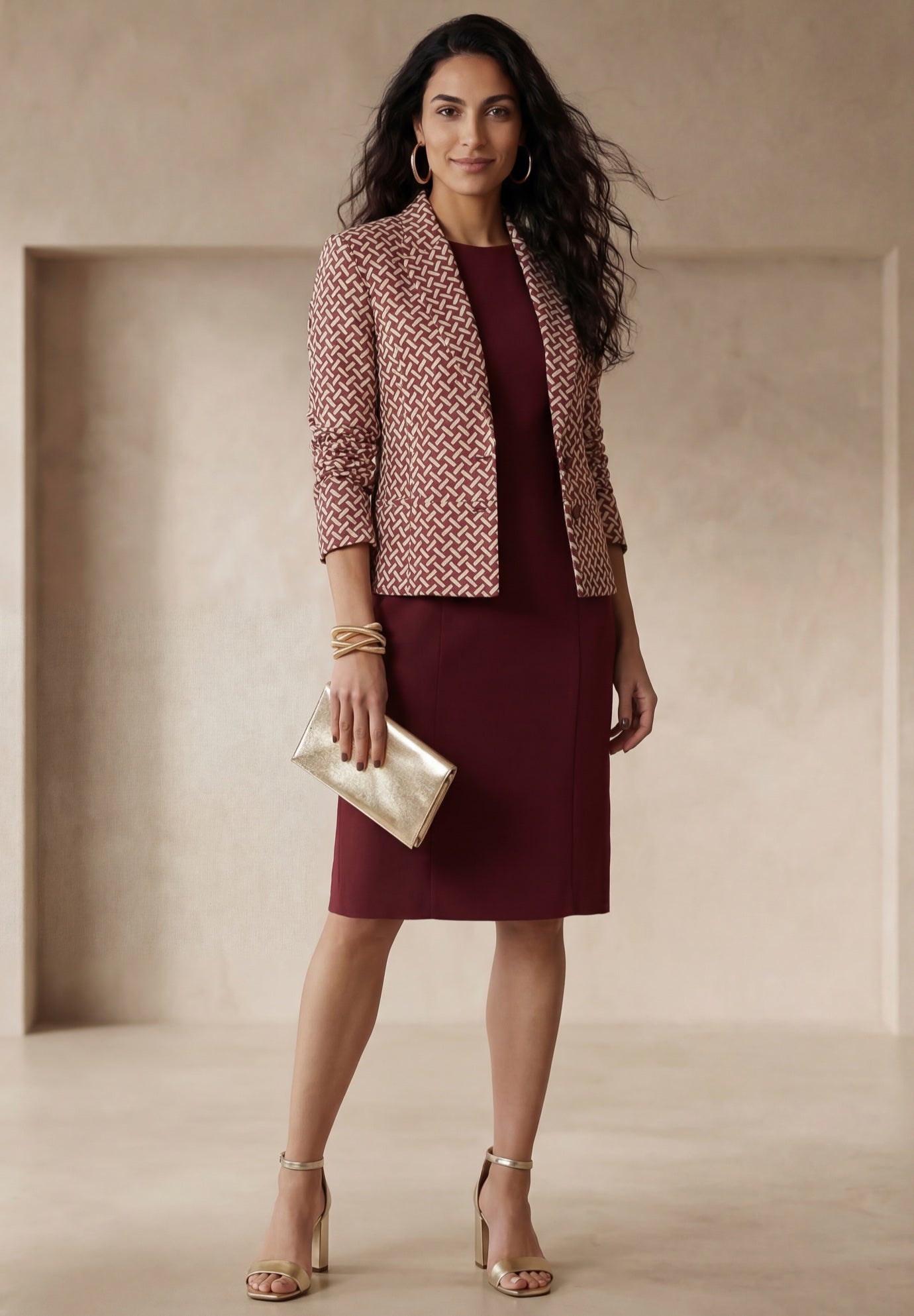 Stretch Crepe Single-Breasted Jacket Dress image number 0