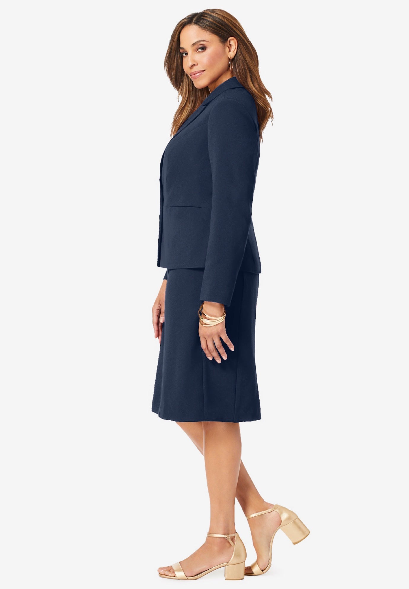 Stretch Crepe Single-Breasted Jacket Dress image number 3