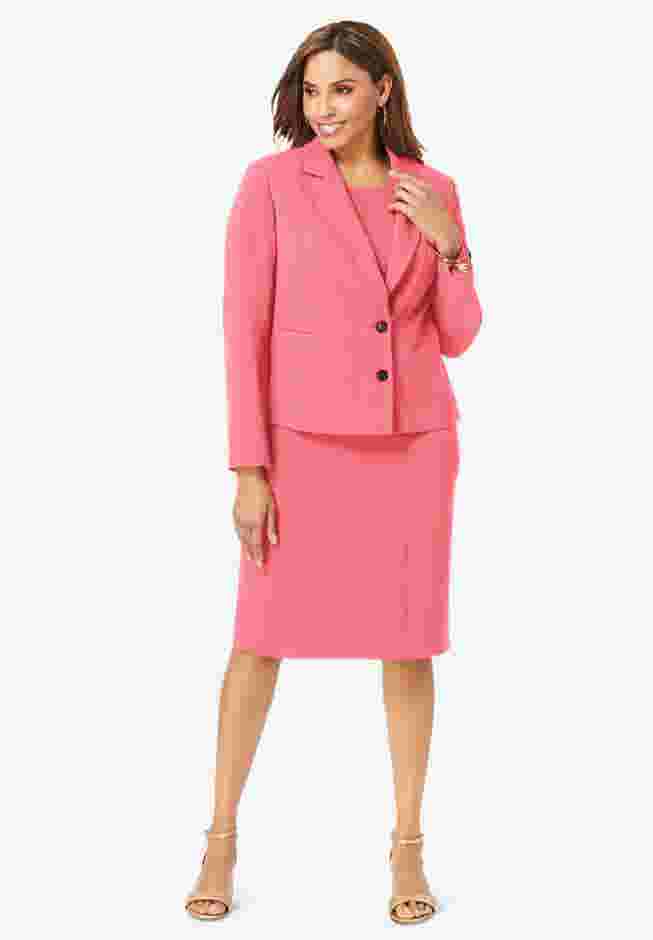 2-Piece Stretch Crepe Single-Breasted Jacket Dress image number 0