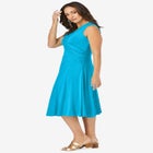 Stretch Knit Drape-Over Dress image number null