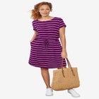 100% Cotton Cinched-Waist Drawstring Midi Dress image number null