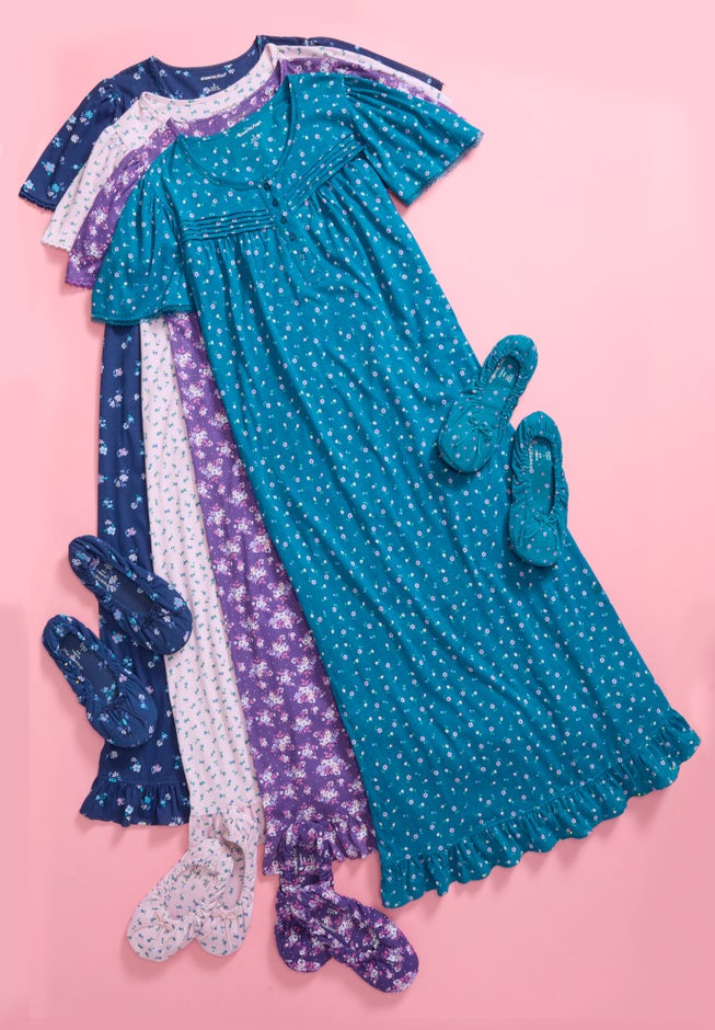 Long Floral Print Cotton Gown image number 8