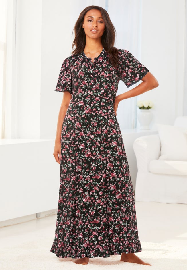 Long Floral Print Cotton Gown image number 3