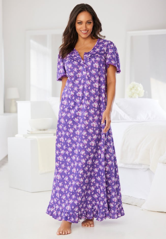 Long Floral Print Cotton Gown image number 4