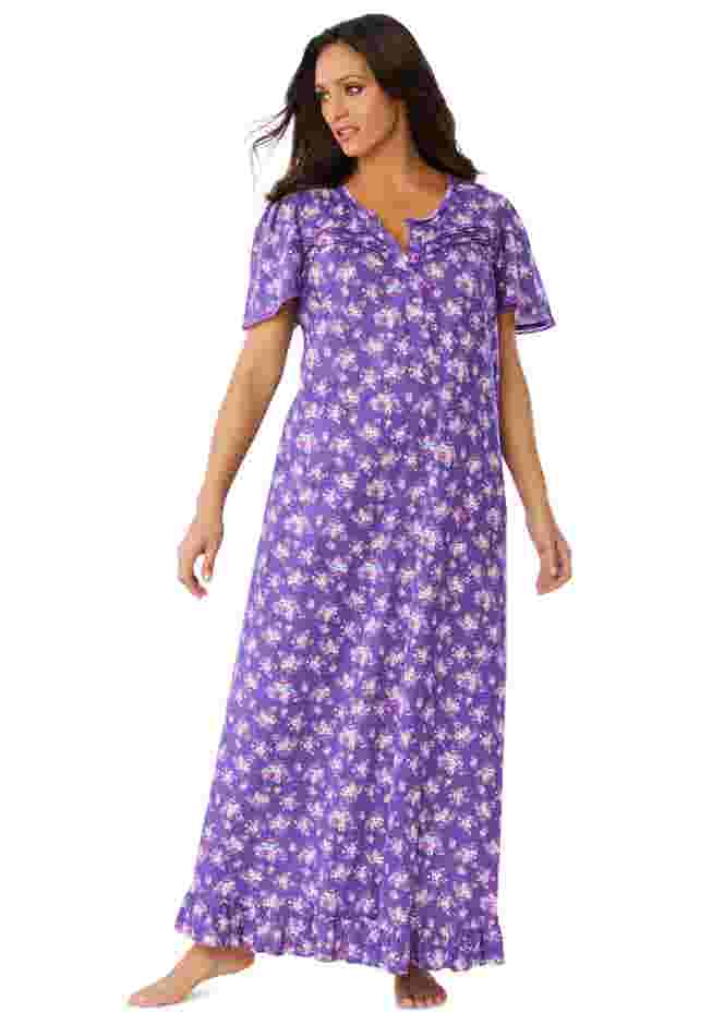 Long Floral Print Cotton Gown image number 4