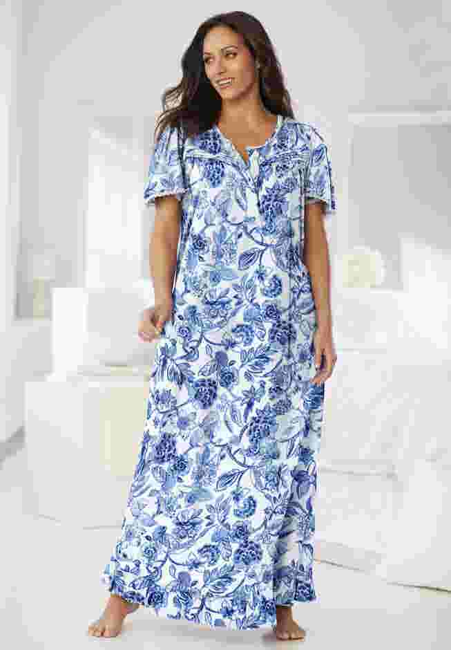 Long Floral Print Cotton Gown image number 5