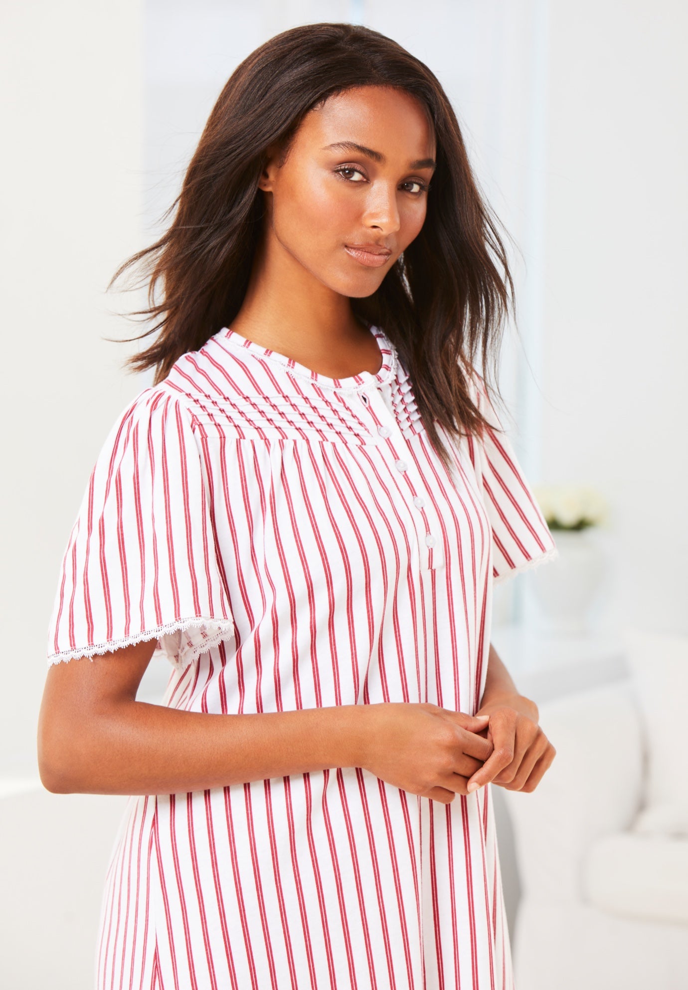 Long Floral Print Cotton Gown image number 3