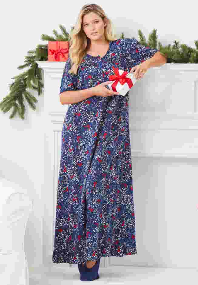 Long Floral Print Cotton Gown image number 5