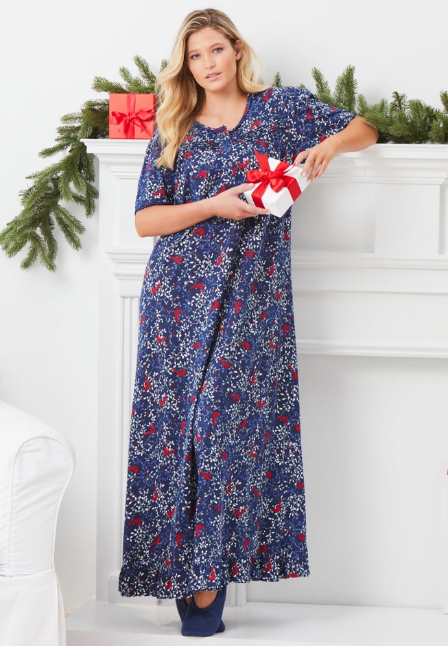 Long Floral Print Cotton Gown image number 5