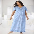 Long Floral Print Cotton Gown image number null