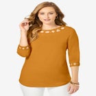Stretch Cotton Lattice Boatneck Tunic image number null
