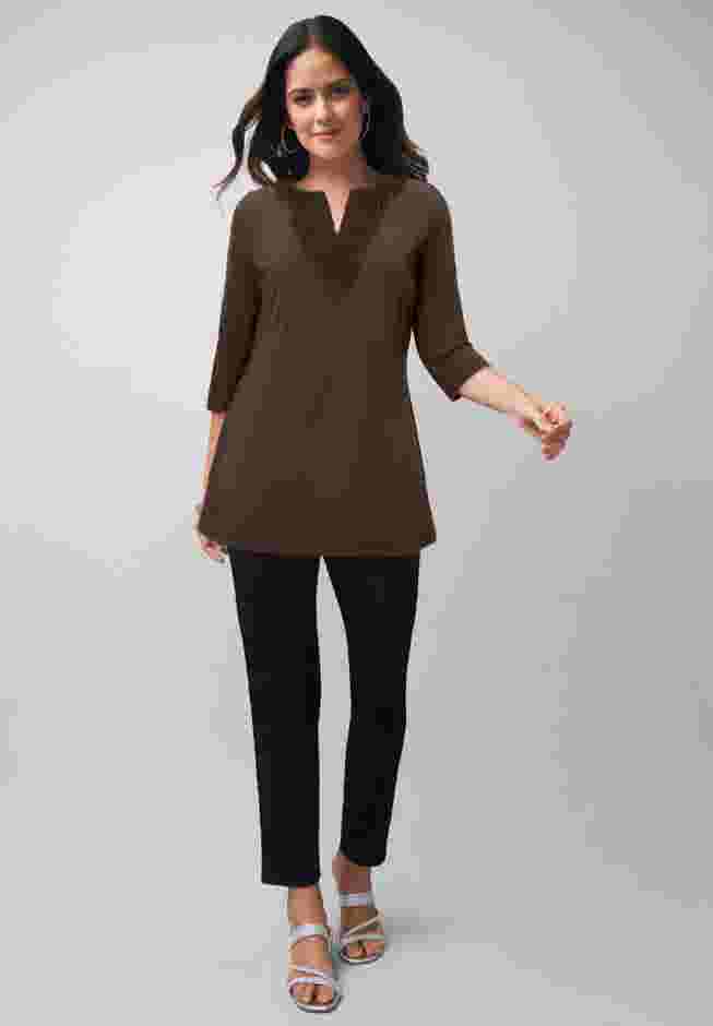 Stretch Cotton Notch Neck Tunic image number 4