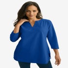 Stretch Cotton Notch Neck Tunic image number null