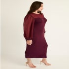 Chiffon-Paneled Midi Sweater Dress image number null