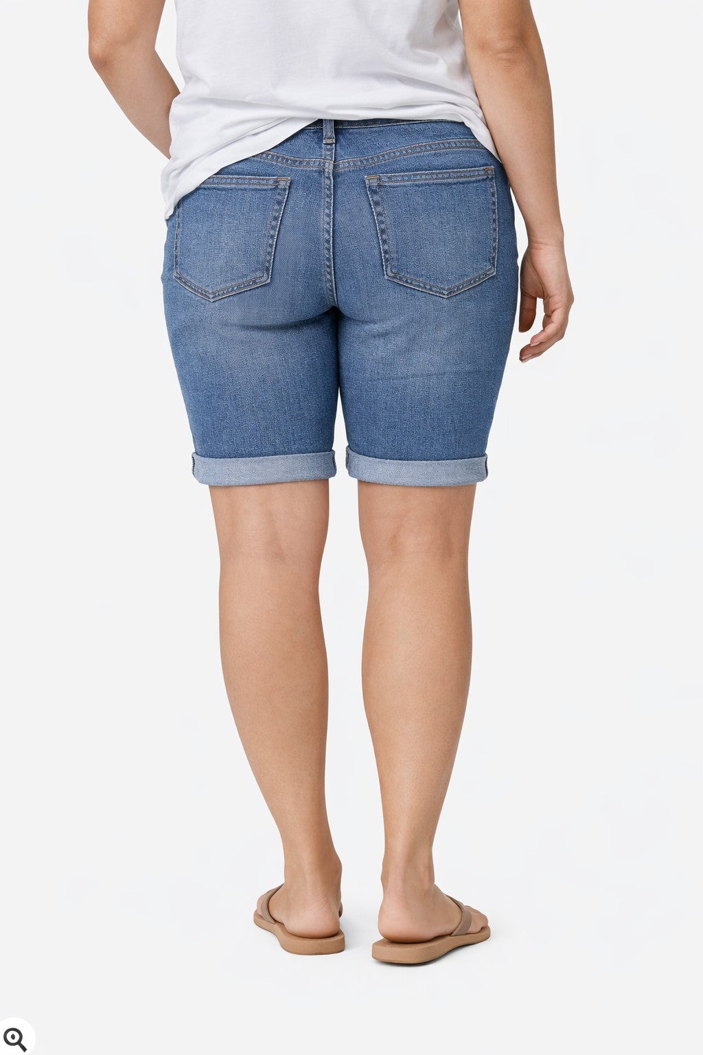 Stretch Denim Mid-rise Bermuda Shorts image number 1