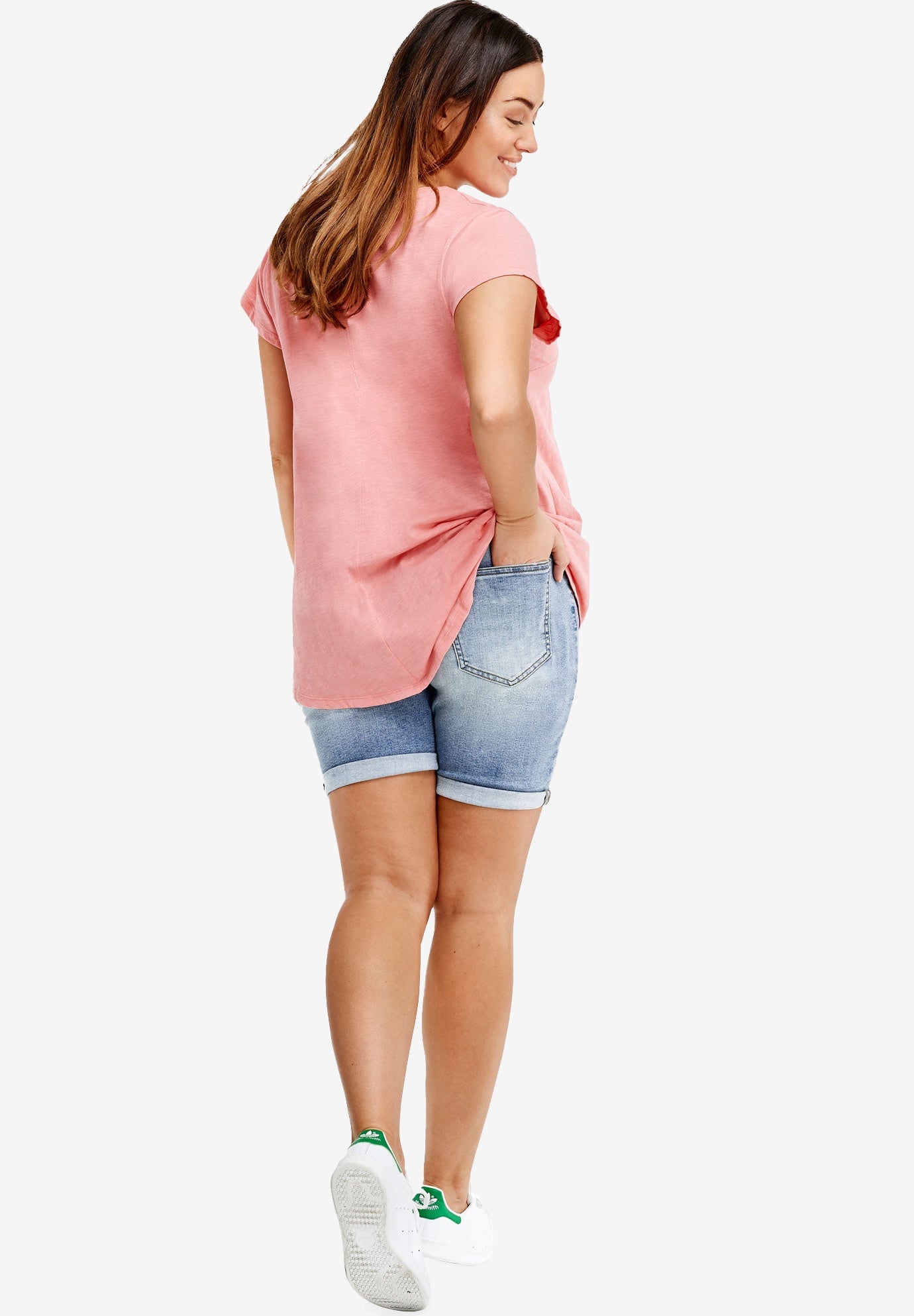 Mid-Rise Stretch Denim Bermuda Shorts image number 1