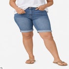 Stretch Denim Mid-rise Bermuda Shorts image number null