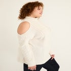 Cold-Shoulder Cable-Knit Turtleneck image number null