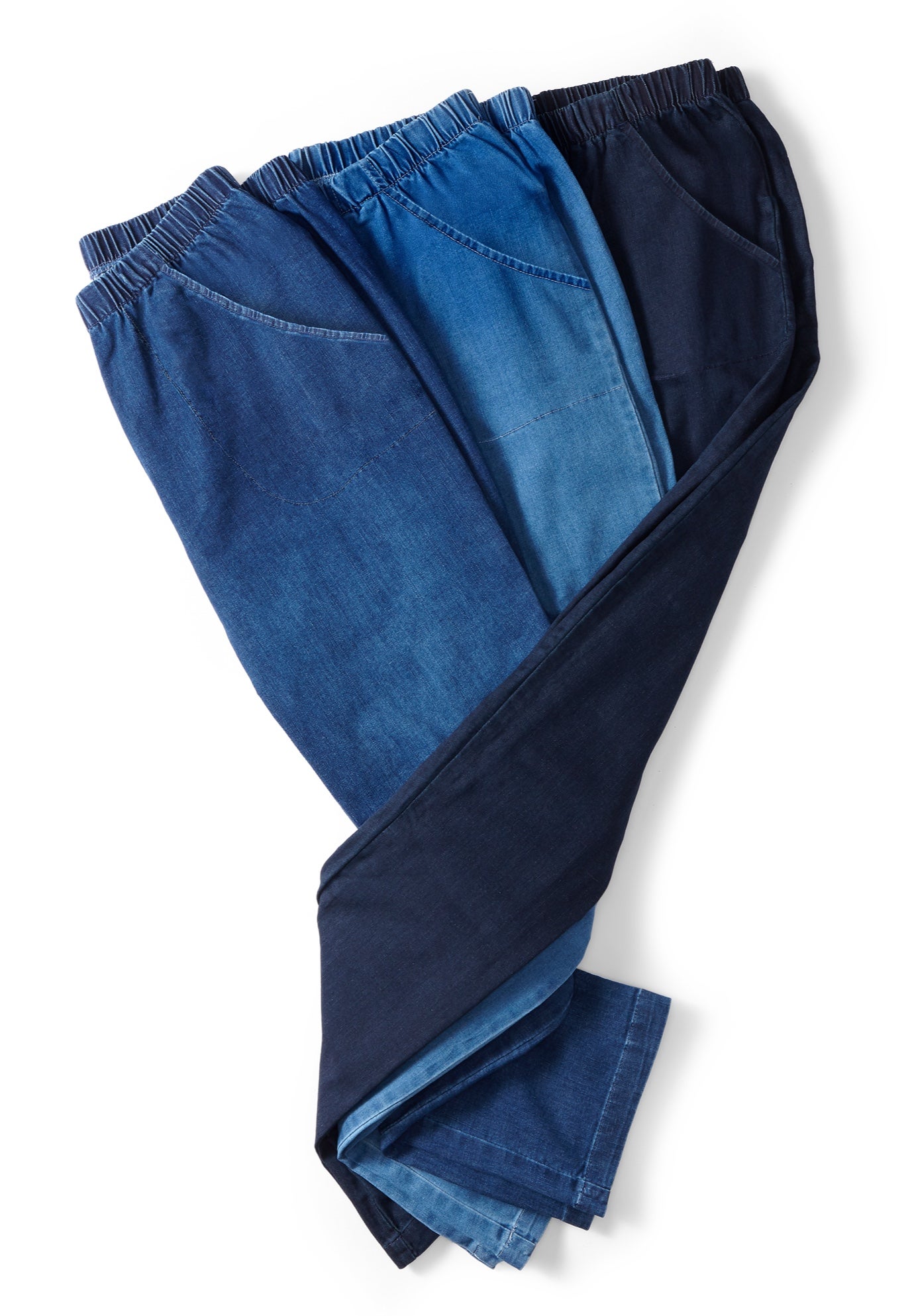 Straight Leg Fineline Pull-On Stretch Denim Jeans image number 7