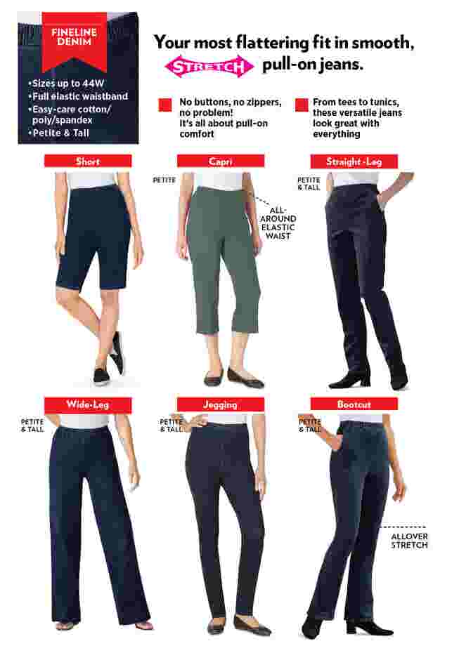 Womens Plus-Size Straight Leg Fineline Pull-On Stretch Denim Jeans image number 5