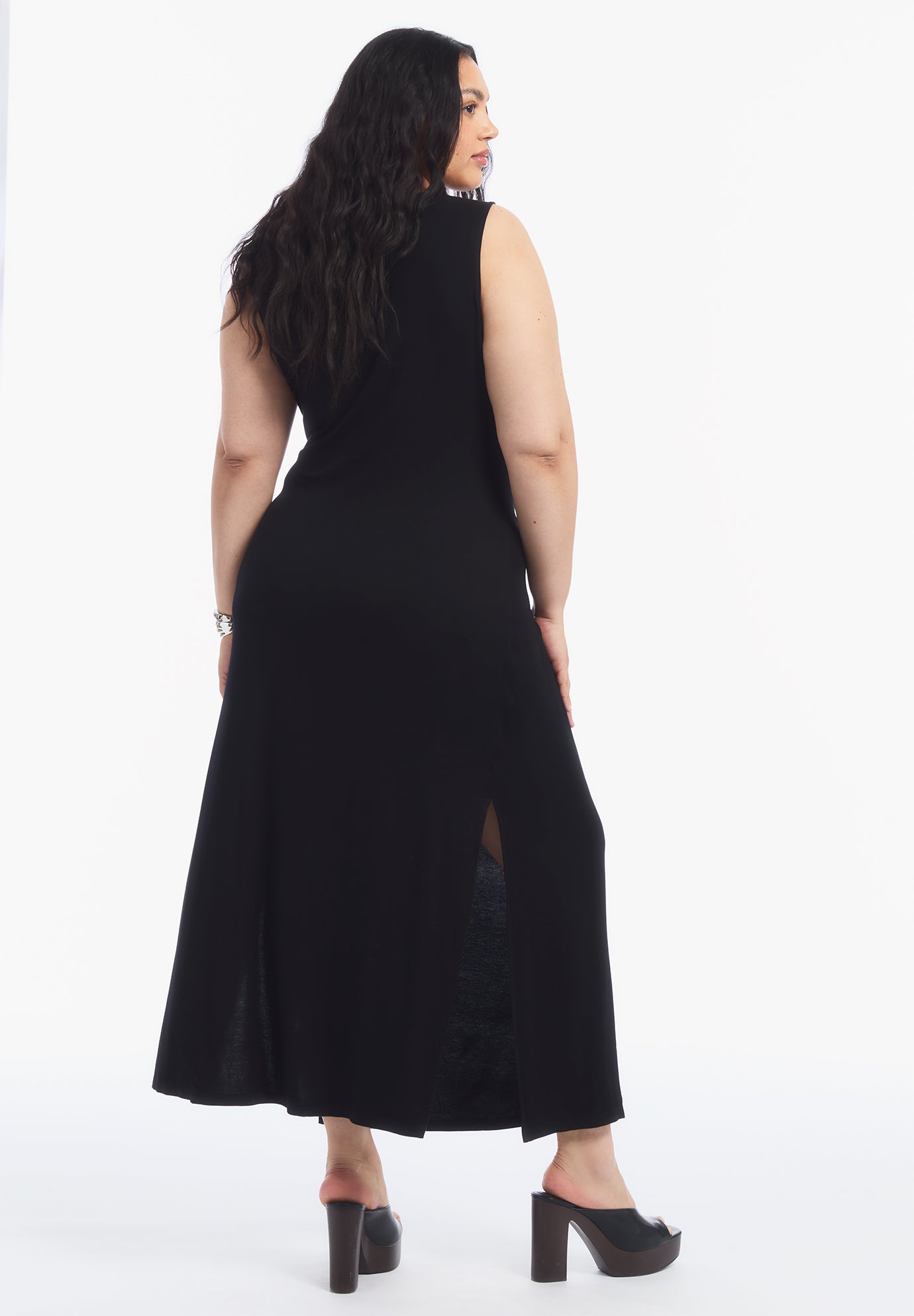 Sleeveless Side-Tie Knit Midi Dress image number 1