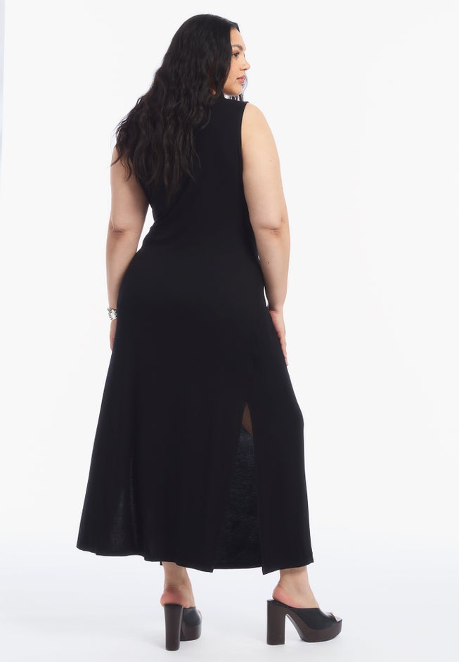 Sleeveless Side-Tie Knit Midi Dress image number 1