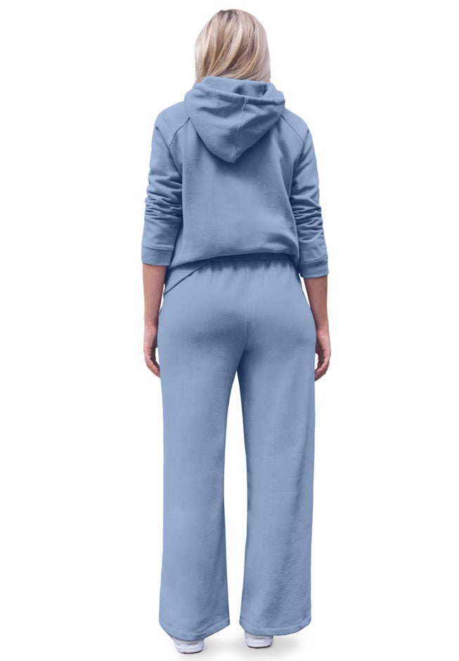 Wide Leg Fleece Sweatpant With Drawstring Waist image number 1