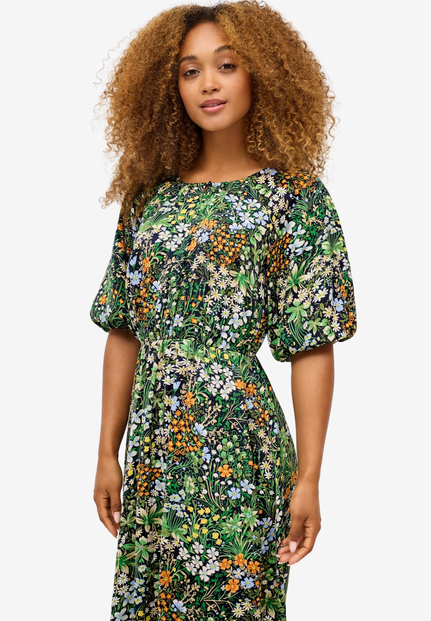 Satin Keyhole Empire Midi Dress image number 2