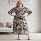Satin Keyhole Empire Midi Dress image number null