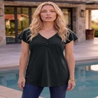 Plus Size Cotton Ultimate Flutter Sleeve Sweetheart Tee image number null