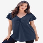 Plus Size Cotton Ultimate Flutter Sleeve Sweetheart Tee image number null