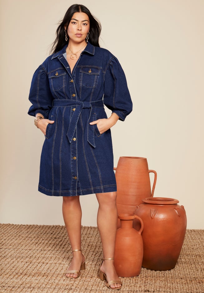 Denim Shirtdress image number null
