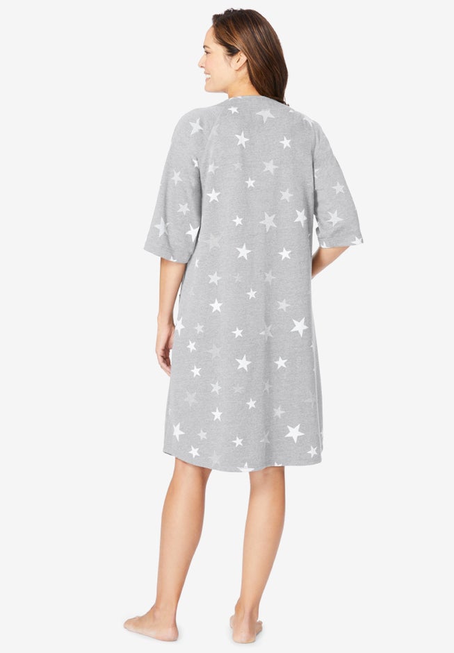 Short French Terry Zip-Front Robe image number 1