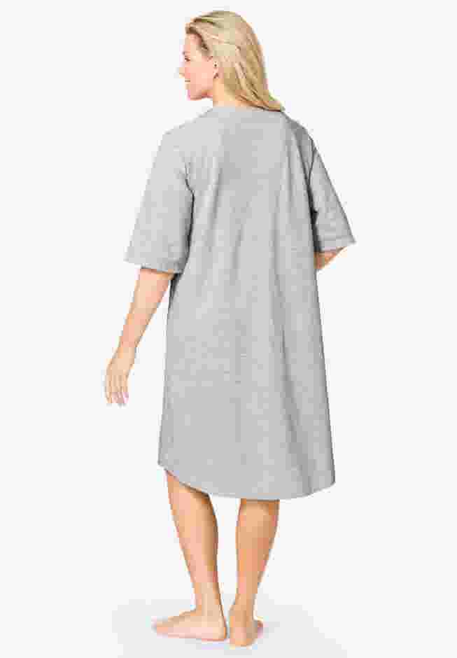 Short French Terry Zip-Front Robe image number 1