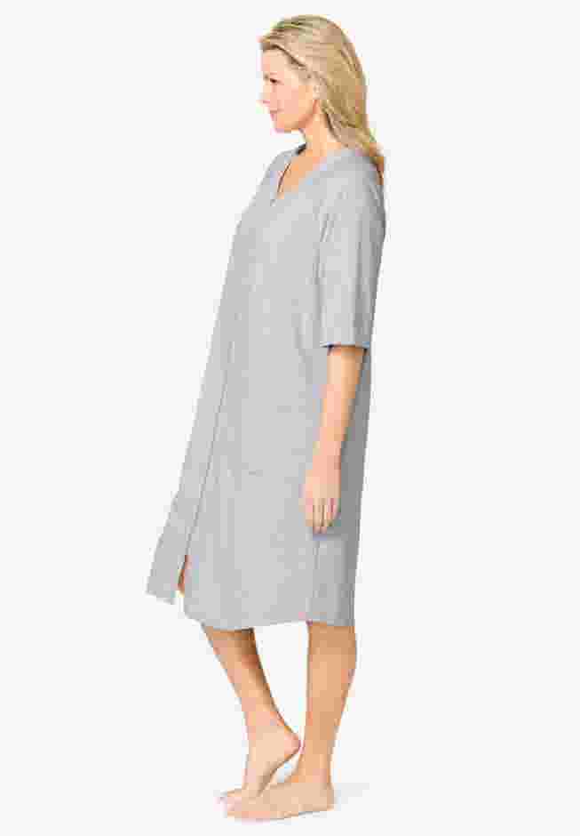 Short French Terry Zip-Front Robe image number 2