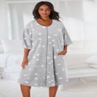 Short French Terry Zip-Front Robe image number null