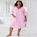 Short French Terry Zip-Front Robe image number null