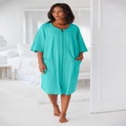 Short French Terry Zip-Front Robe image number null