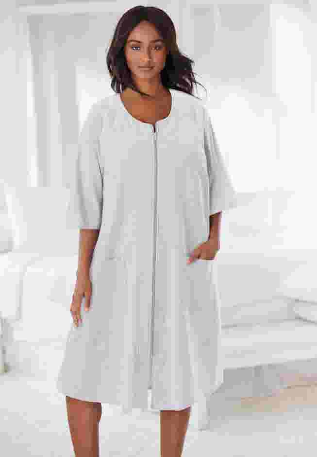 Short French Terry Zip-Front Robe image number 0