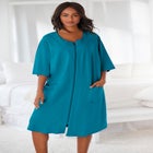Short French Terry Zip-Front Robe image number null