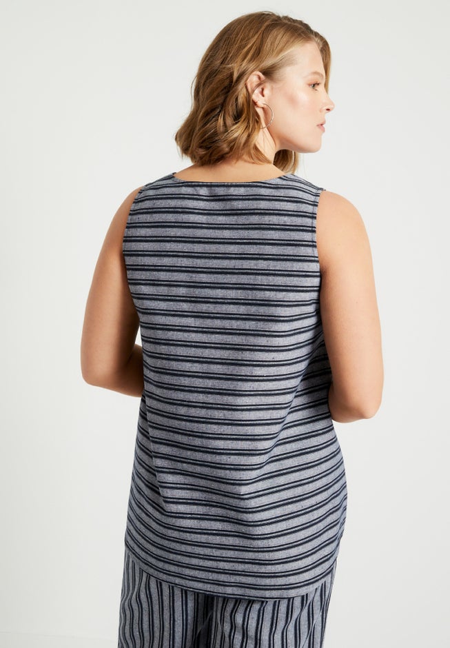 High-Low Linen-Blend Tank Top image number 1
