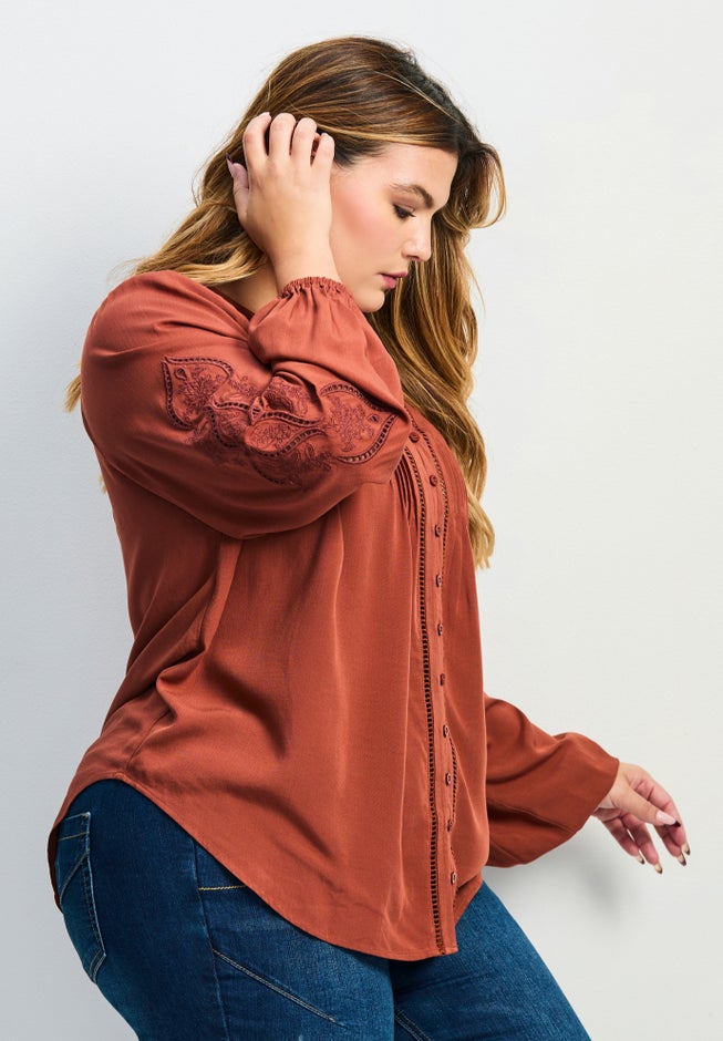 Gabby Embroidered Pintuck Shirt image number 2