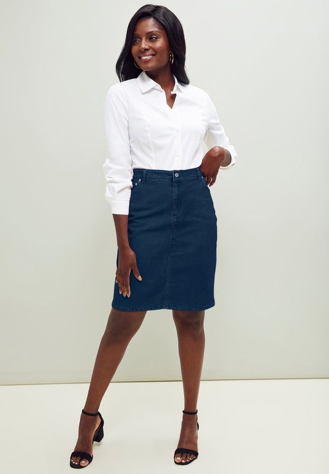 True Fit Stretch Denim Short Skirt image number 1
